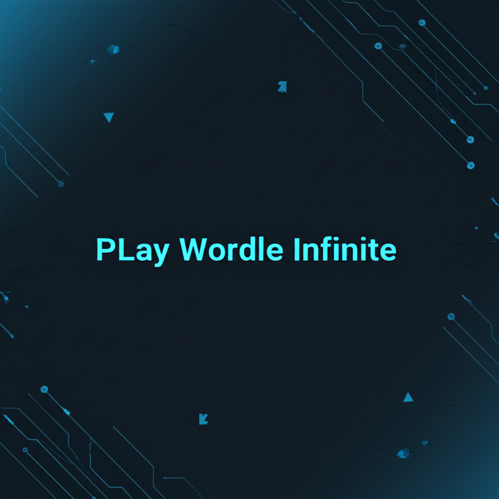Person playing Wordle Infinite on a laptop, surrounded by word puzzle elements.